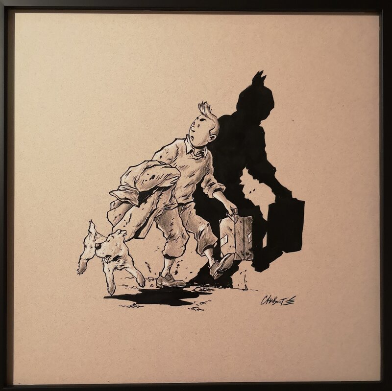 En vente - Hommage à Hergé par Christophe Chabouté - Illustration originale