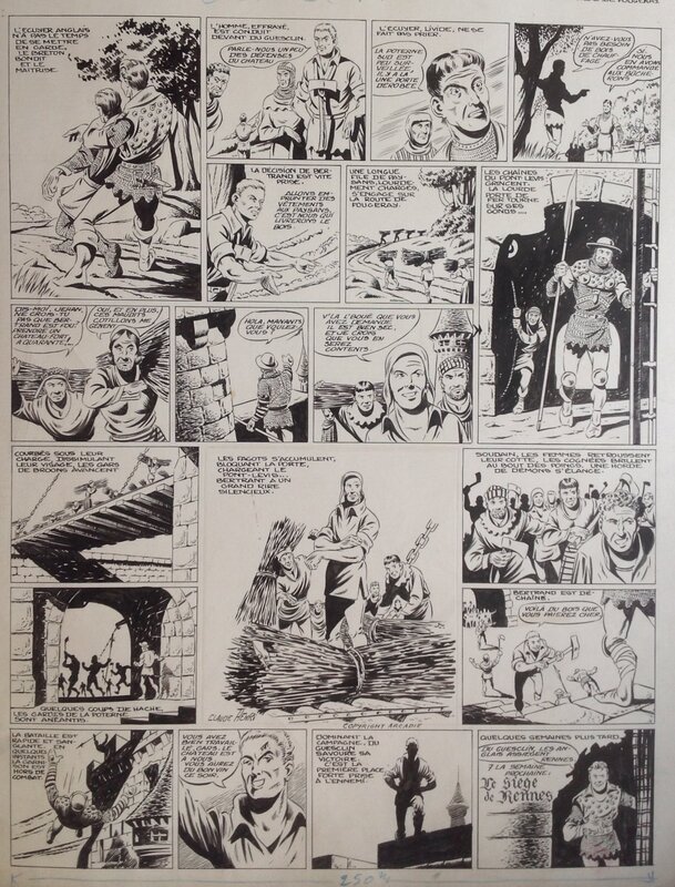 For sale - Claude-Henri Juillard Planche Originale Bertrand Du Guesclin , grande planche Encre de Chine Année 40 Zig et Puce Magazine - Comic Strip