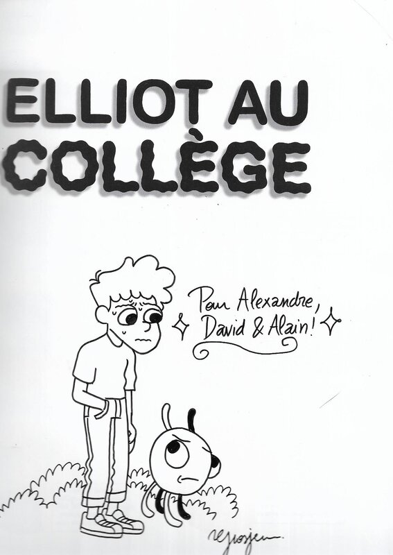 Théo Grosjean, Dédicace sur le tome 2 d' Elliot au collège - Sketch