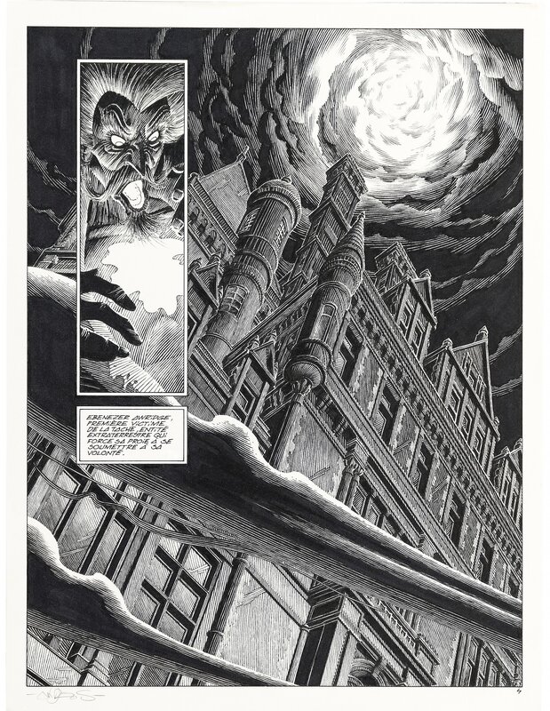 Andreas, Rork 2 - planche 4, grande case manoir/ciel trés encrée - Comic Strip