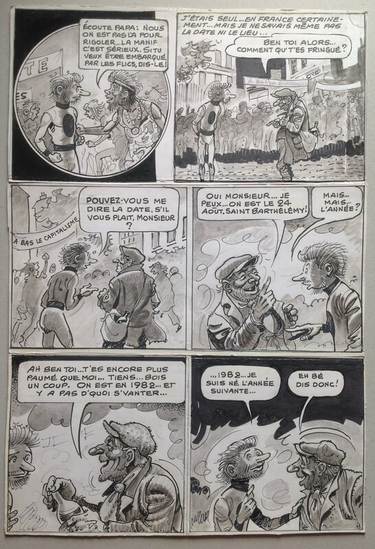 For sale - Pellos Planche Originale 33 NOVOPOLIS ( Suite de Futuropolis ) ... écoute Petipon la Manif c'est sérieux , BD Éo 1982 Mars Aps - Comic Strip