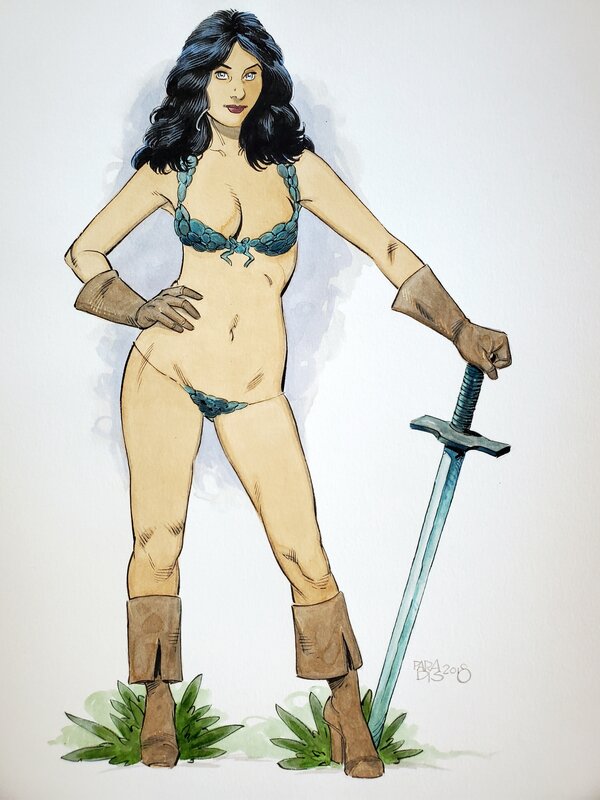 Louis Paradis, SEXY GUERRIER illustration originale couleur - Illustration originale