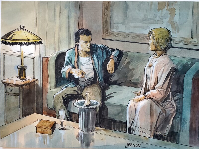 En vente - Olivier Berlion, ELISABETH SUR SES GARDES illustration originale couleur - Illustration originale