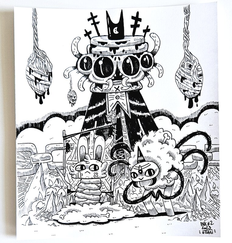 Dessin original de l'Inktober 2023 : Shamura de Culte of the Lamb par oTTami ! - Illustration originale