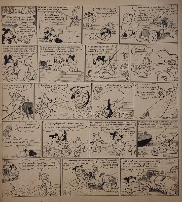 José Cabrero Arnal, Pierre Olivier, Placid et Muzo (planche 260 Vaillant) - Planche originale