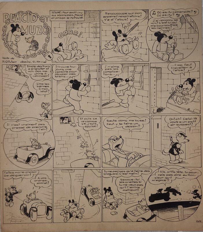 José Cabrero Arnal, Pierre Olivier, Placid et Muzo (Vaillant N°262 du 21 mai 1950) - Planche originale