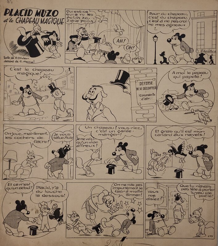 José Cabrero Arnal, Pierre Olivier, Placid Muzo et le chapeau magique - Planche originale