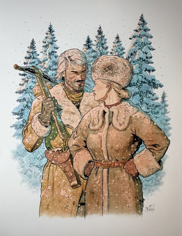 En vente - Duo hivernal par François Miville-Deschênes - Illustration originale