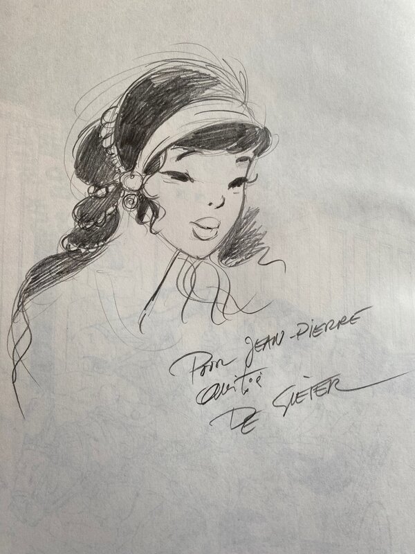Lucien de Gieter, illustration originale, une jolie Crètoise pour l'album 