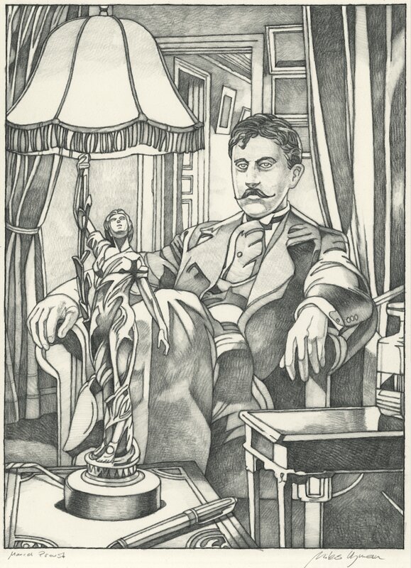 En vente - Miles Hyman, La Vie Secrète des Ecrivains, “Marcel Proust” - Planche originale