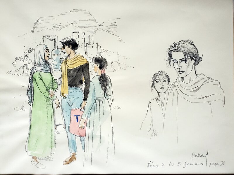 André Juillard, LENA ET LES TROIS FEMMES travaux préparatoires - Original art