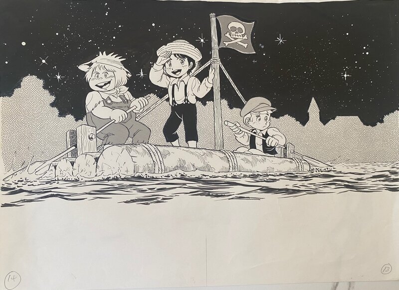 Tom Sawyer & Huckleberry Finn - GOSAKU OTA - Illustration originale