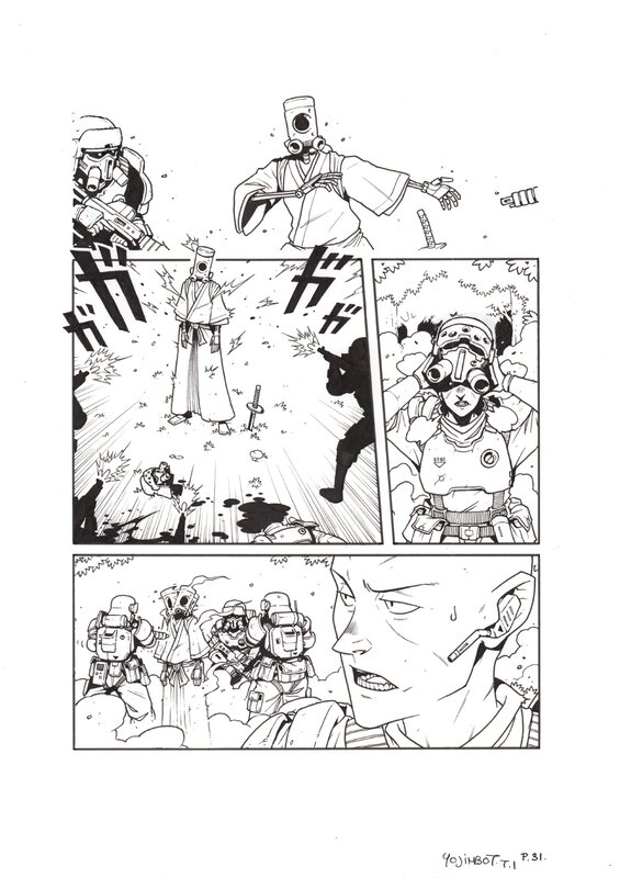 En vente - Sylvain Repos, Planche originale de la page 31 du tome 1 Yojimbot - Planche originale