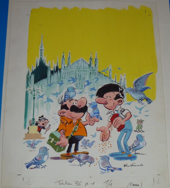 Dino Attanasio, Ambroise et Gino - Couverture Tintin n° 36 de 1966 - Couverture originale