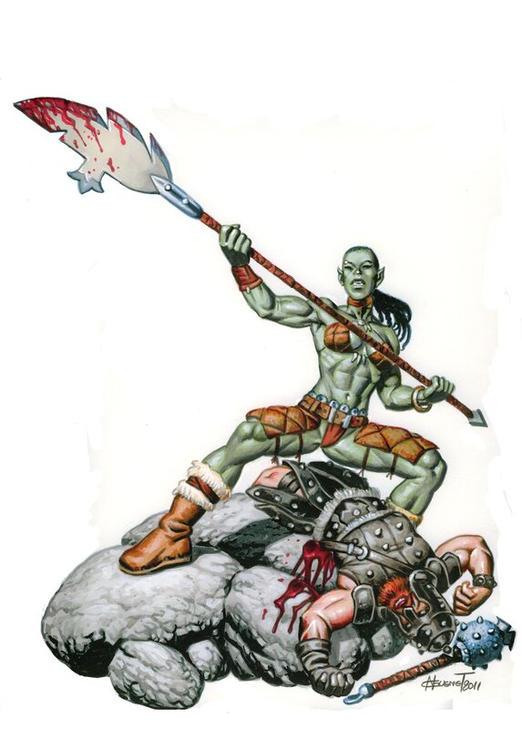 For sale - Maya &  dead dwarf by Nicolas GUENET - Original Illustration