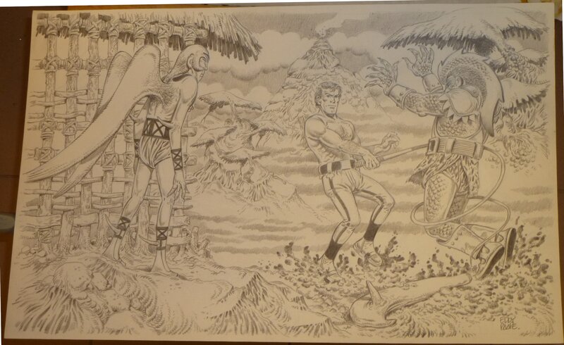 Eddy Paape, Luc Orient - Crayonné jaquette Bédéphage - Illustration originale