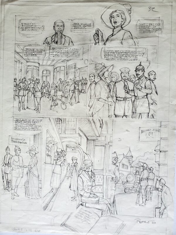 Olivier Roman, RENDEZ-VOUS AVEC X T3 PARIS 1917- MATA HARI crayonné - Œuvre originale