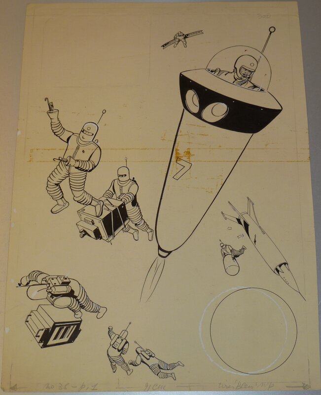 Albert Weinberg, Dan Cooper - Couverture Tintin n° 35 de 1956 - Original Cover