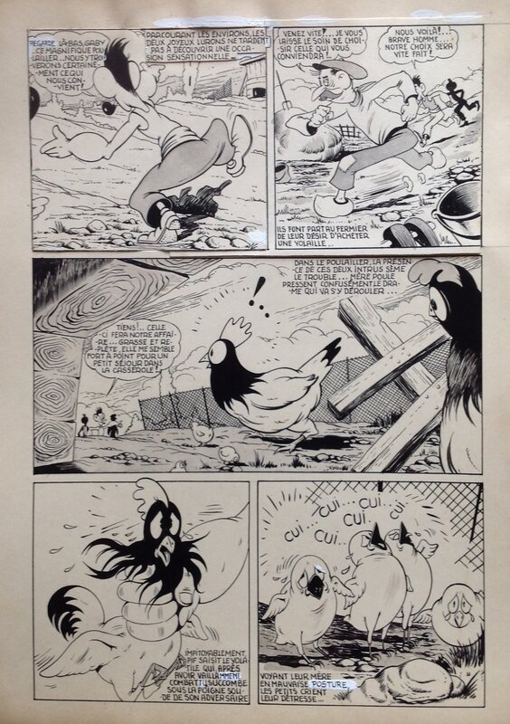 En vente - André Rey ( Atelier Chott ) Planche Originale 2 Cap' tain Paf 4 Sport santé - Humour Bd Rc 1952 Pierre Mouchot ( très Calvo ) - Planche originale