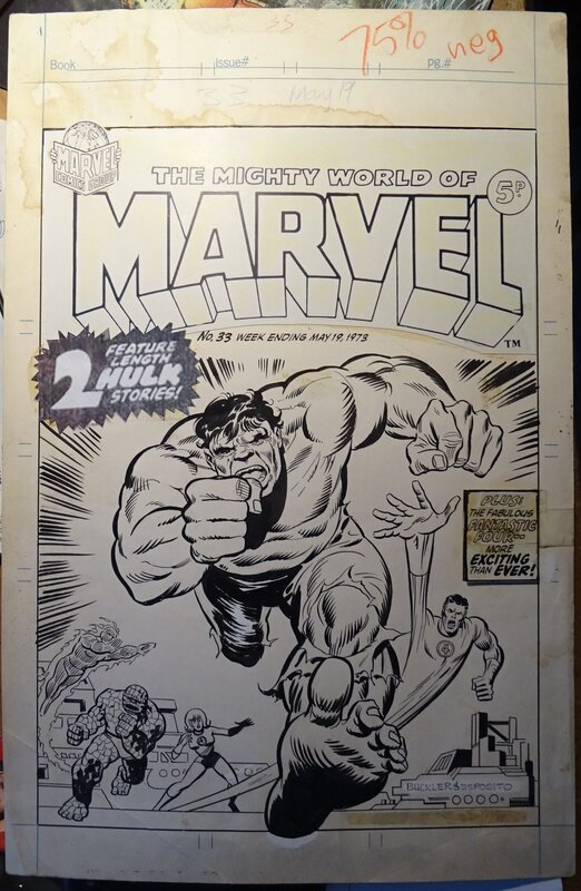 For sale - Mike Esposito, Rich Buckler, Hulk  - The Mighty World of MARVEL  cover n° 33 de 1973 - Original Cover
