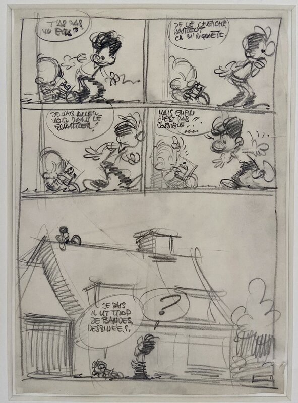 Jean Roba, Boule & Bill - Crayonné original de la planche 984 - Jour de  faîte - Planche originale