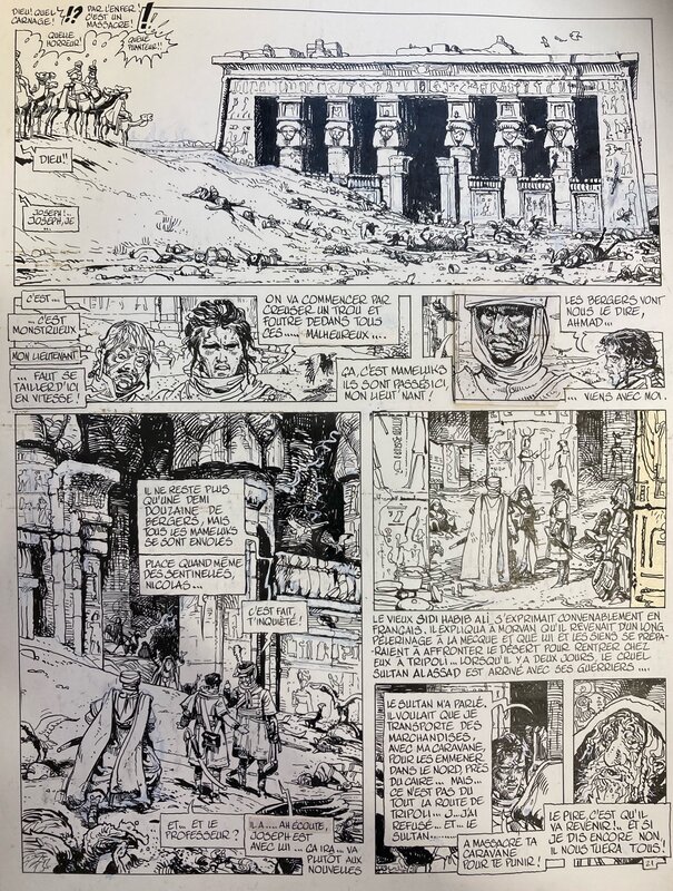 Faure, Les fils de l'Aigle, tome 3, Les sables de Denderah , planche n°21, 1987. - Planche originale Faure, Les fils de l'Aigle, tome 3, Les sables de Denderah , planche n°21, 1987. - Planche originale