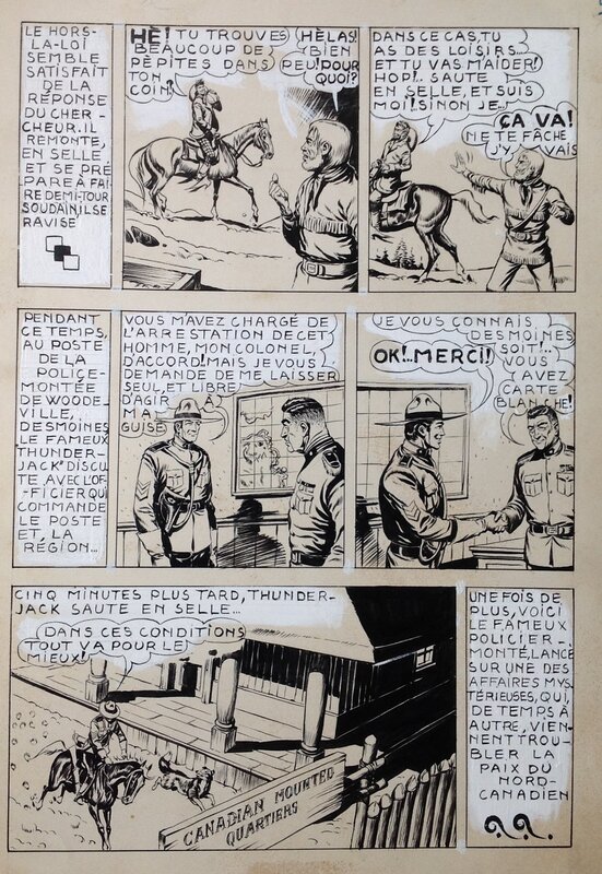 En vente - Fergal, Gallieno FERRI, Atelier Chott, Fergal (Gallieno Ferri - Atelier Chott) Thunder Jack Planche Originale 32 Encre de Chine petit format Humo 6 année 50 - Planche originale
