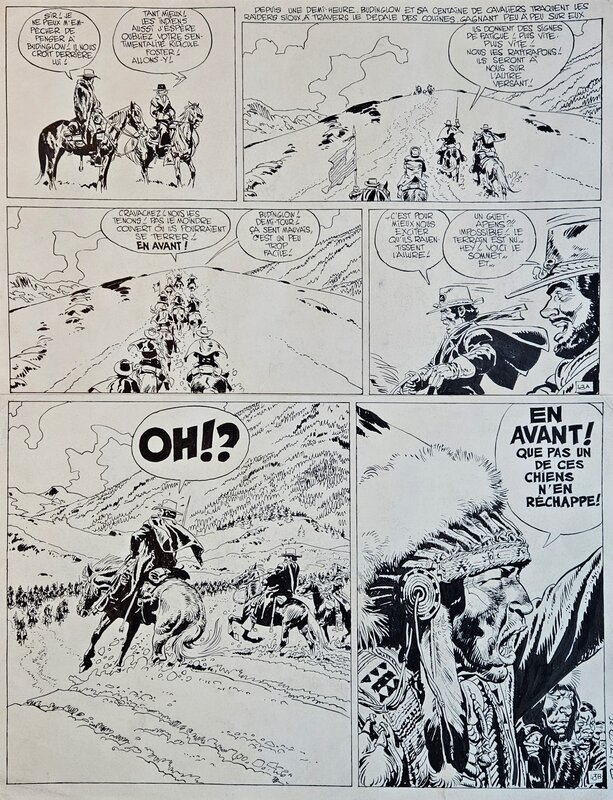 Jean Giraud, Jean-Michel Charlier, 1968 - Blueberry : Général Tête Jaune - Planche originale