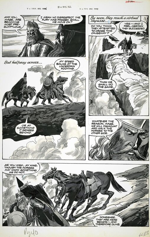 John Buscema, Tom Palmer, Doug Moench, John Costanza, Roi Arthur et Merlin l'Enchanteur - Planche originale