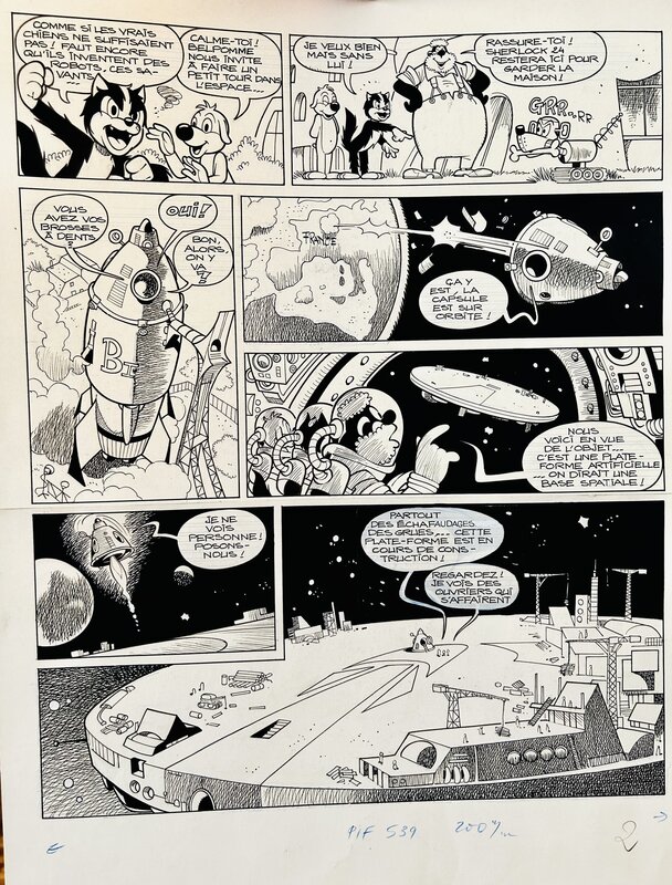 Giorgio Cavazzano, Michel Motti, José Cabrero Arnal, Pif et Hercule - Le satellite des fous - Pif Gadget 539 - Planche originale