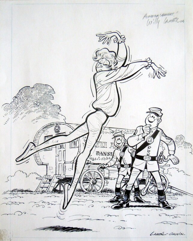 (1988) Lambil - Les Tuniques Bleues - Les bleus de la balle - Spirou Magazine - Illustration originale - Illustration originale