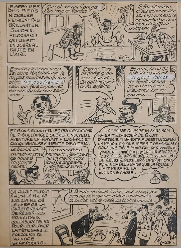 René Pellos, Les Pieds Nickelés et le Parfum sans nom, planche 1 - Comic Strip