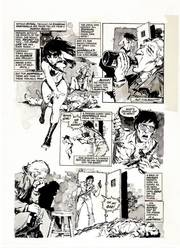 José González, Jose Gonzalez - VAMPIRELLA #25 P 10 (VAMPIRELLA KILLS A PRISON GUARD & FLEES!) LARGE ART - 1973 - Pepe Gonzalez - Comic Strip