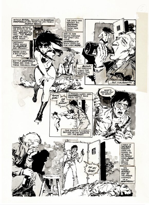 José González, Jose Gonzalez - VAMPIRELLA #25 P 10 (VAMPIRELLA KILLS A PRISON GUARD & FLEES!) LARGE ART - 1973 - Pepe Gonzalez - Planche originale