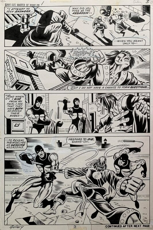 Paul Gulacy, Dan Adkins, Paul Gulacy/ Dan Adkins - Giant-Size Master of Kung Fu #1 PG. 3 - 1974 - SIGNED - Œuvre originale