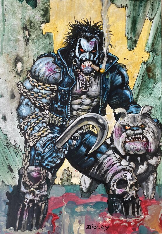 Lobo & Dog by Simon Bisley - Original Illustration