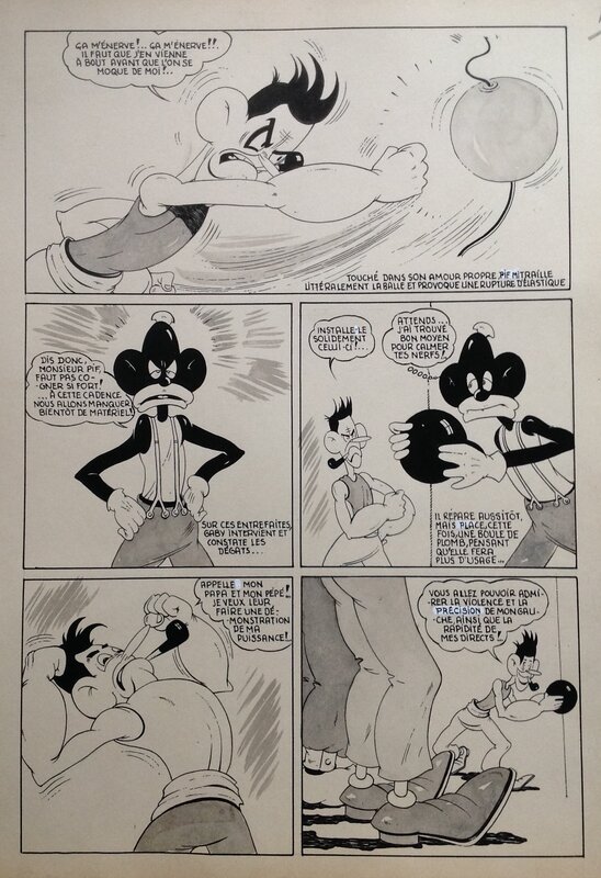 For sale - André Rey ( Atelier Chott ) Planche Originale 12 Cap' tain Paf 4 Sport santé - Humour Bd Rc 1952 Pierre Mouchot ( très Calvo ) - Comic Strip