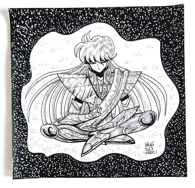 Dessin original de l'Inktober 2023 : Shaka chevalier de la Vierge  par oTTami ! - Original Illustration