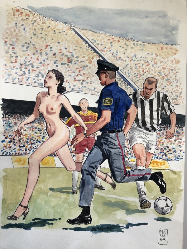 Milo Manara, Juventus vs Roma - Clic 4 & Desnuda por la Ciudad illustration - Original Illustration