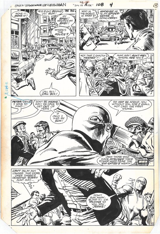 Rich Buckler, Brett Breeding, Peter Parker, The Spectacular Spider-man 108 page 4 Sin-Eater Original Art - Comic Strip