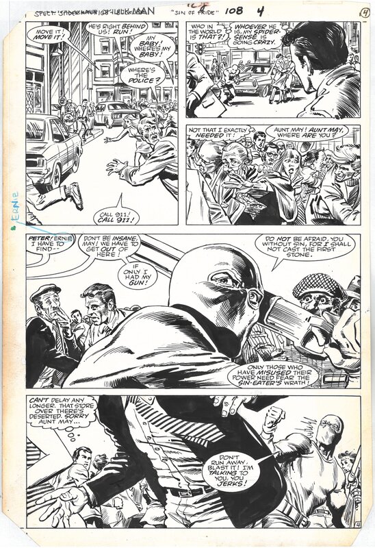 Rich Buckler, Brett Breeding, Peter Parker, The Spectacular Spider-man 108 page 4 Sin-Eater Original Art - Planche originale