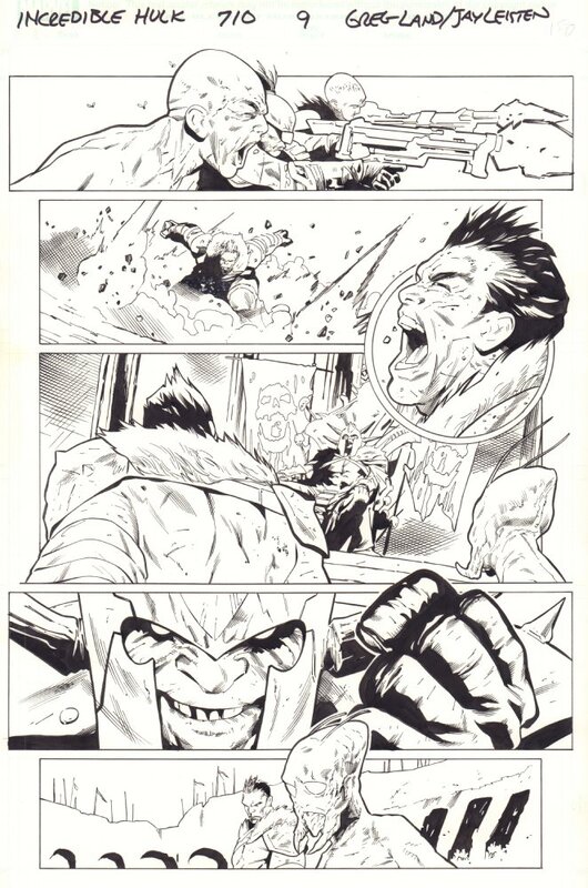 Greg Land, Jay Leisten, The Incredible Hulk #710 page 9 - Planet Hulk (Amadeus Cho) vs. Warlord (Sakaar) - 2017 Original Art - Comic Strip