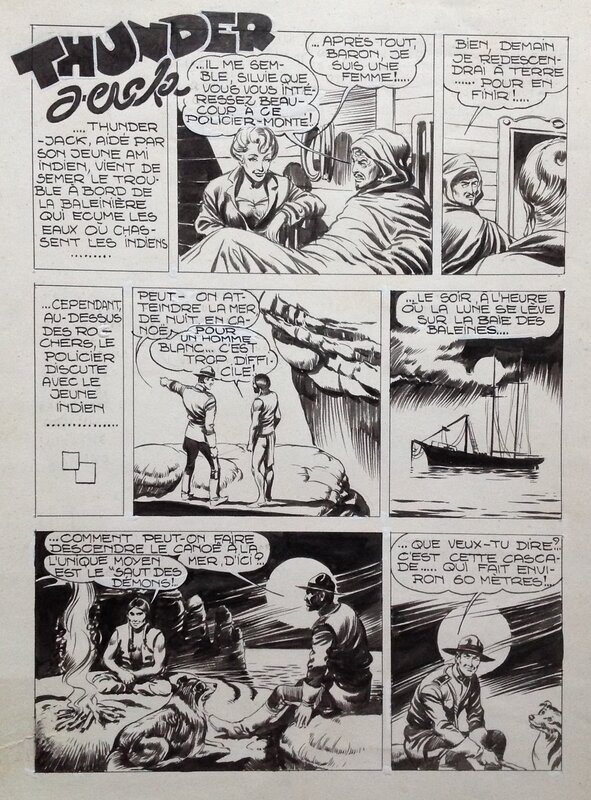 Fergal, Gallieno FERRI, Atelier Chott, Fergal (Gallieno Ferri - Atelier Chott) Thunder Jack Planche Originale 30 Titre Encre de Chine ,petit format RANCHO 11 Bd 1955 - Comic Strip