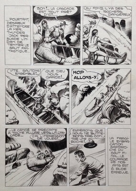 For sale - Fergal, Gallieno FERRI, Atelier Chott, Fergal (Gallieno Ferri - Atelier Chott) Thunder Jack Planche Originale 31 Canoë Encre de Chine , petit format RANCHO 11 Bd 1955 - Comic Strip