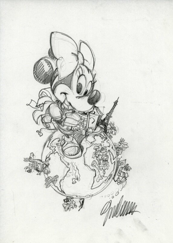 Giorgio Cavazzano, Walt Disney, Minnie - Disney - Crayonné couverture MICKEY PARADE N°237 - Couverture originale