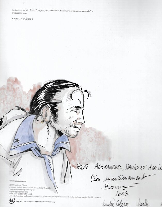 Franck Bonnet, Isabelle Charly, Dédicace sur le tome 2 d'USS Constitution - Sketch