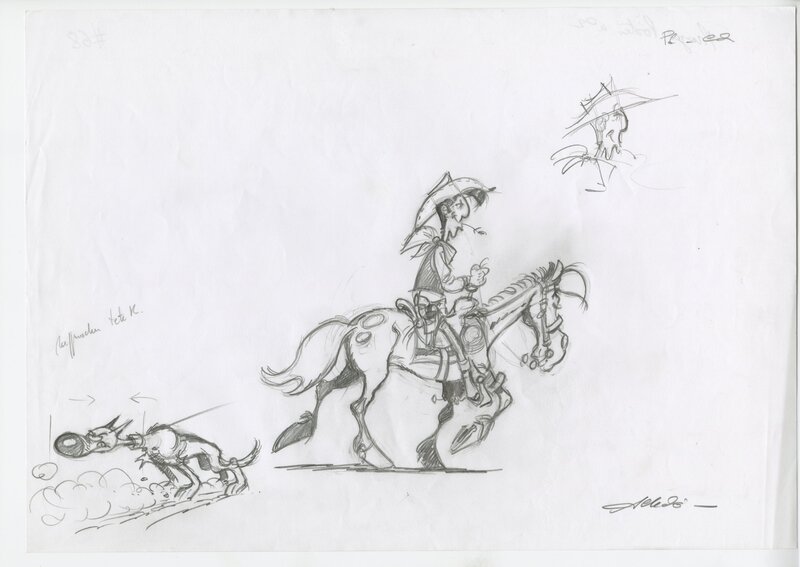 (2004) Achdé - Les Aventures de Lucky Luke d'après Morris - Tome 1 - Projet d'affiche intitulée Rantanplan - Original Illustration