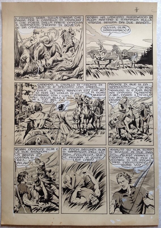 Charlas Bertrand (Atelier Chott) Robin des Bois 7 Manoir de la Crainte Planche Originale 7 Lavis & Encre de Chine 1948 - Comic Strip