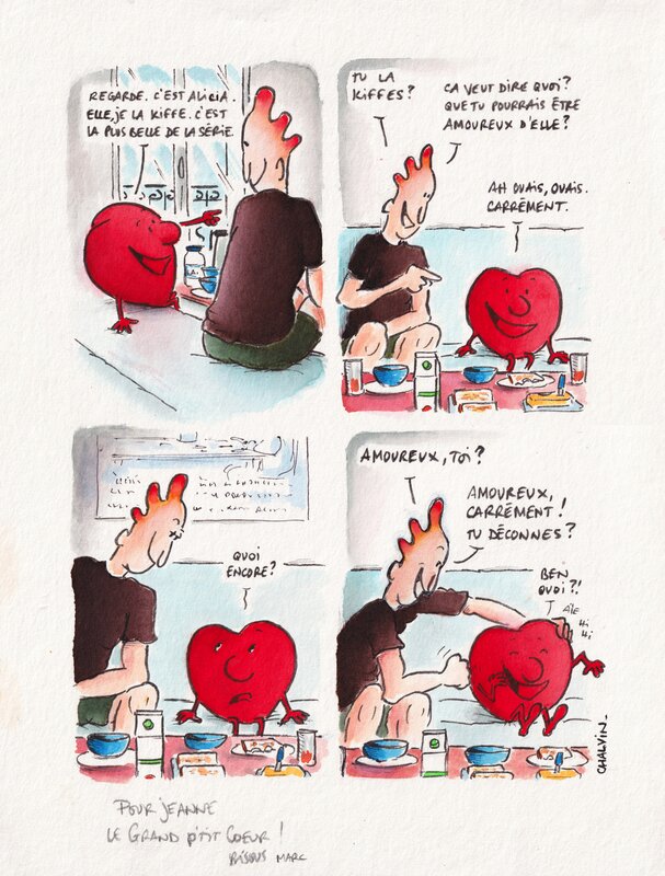 Marc Chalvin, L'histoire du petit coeur au grand coeur - Planche originale