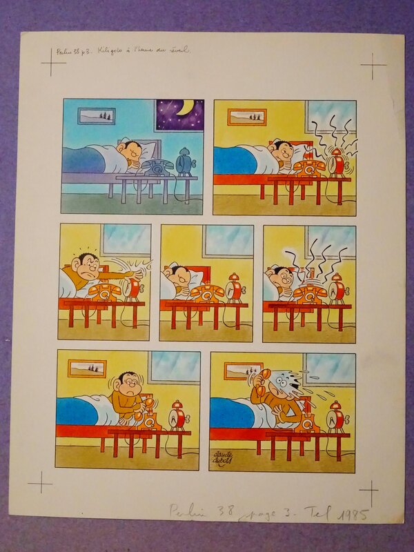 En vente - Claude Dubois, Kiligolo à l'heure du réveil, magazine Perlin Pinpin - Planche originale